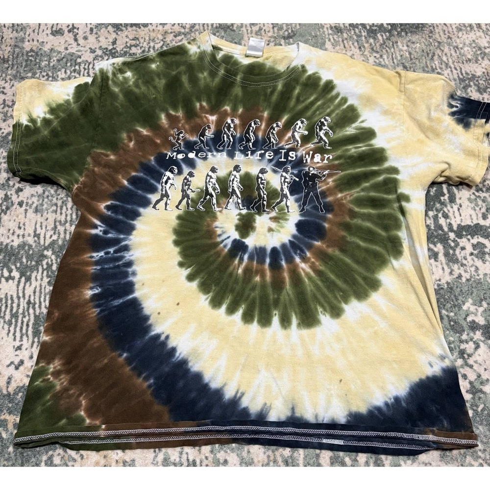 Modern Life Is War Shirt XL Camo Tie Dye Evolution Hardcore Punk Colortone